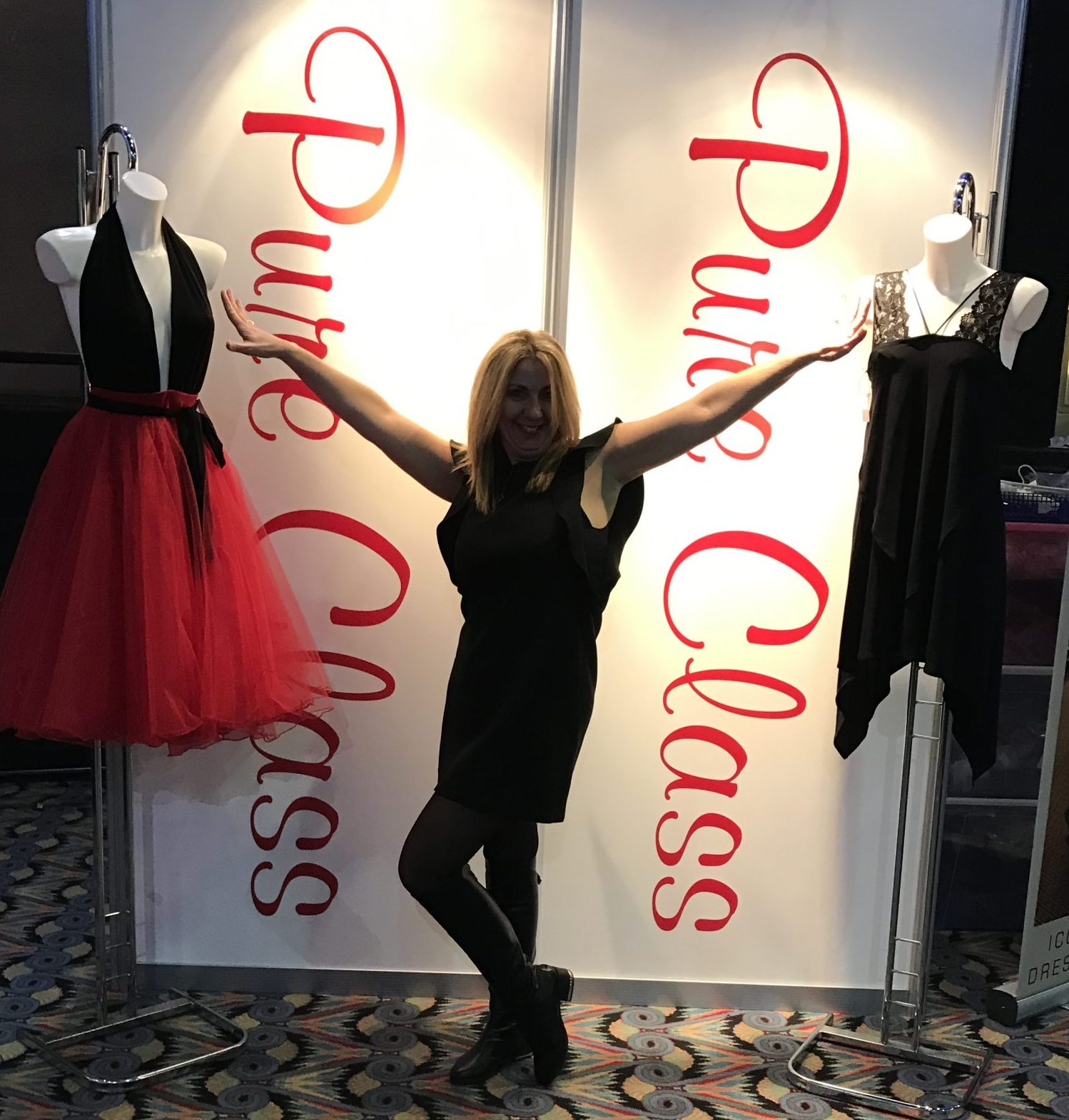 Melanie Plant infront of the Pure Class Bespoke exhibition stall.