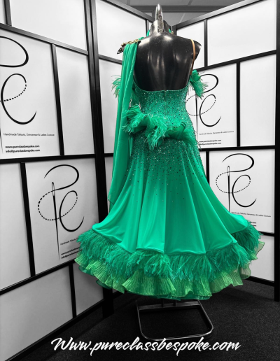 Back of a green Couture Gown.