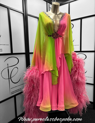 Pink and Green Couture Gown